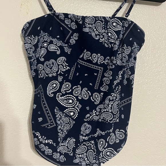 No Boundaries Bandana Tank Top Dark Blue Size Small - Picture 2 of 5